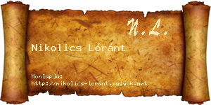 Nikolics Lóránt névjegykártya